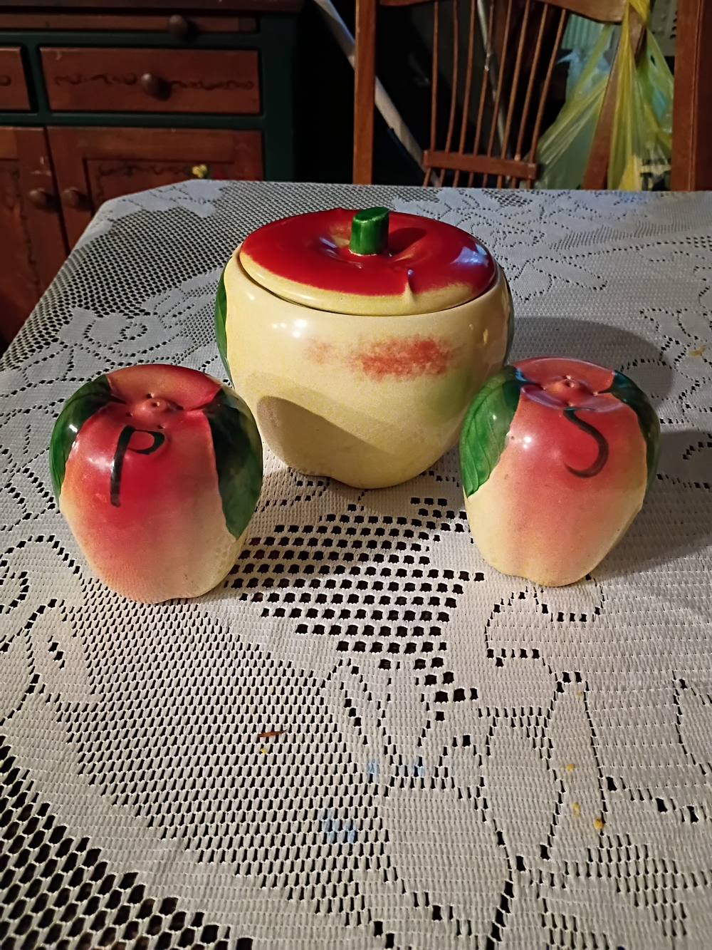 Hull Pottery Apple Jar and Salt & Pepper Shakers